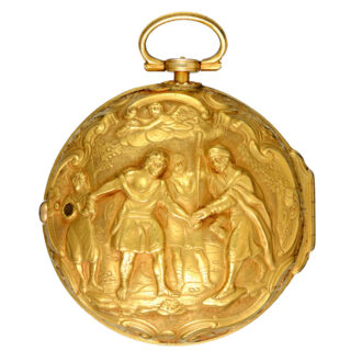 English verge pocket watch in gold repousse pair cases Circa 1722