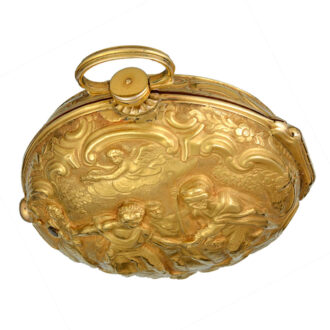 English verge pocket watch in gold repousse pair cases Circa 1722