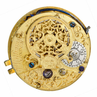 English verge pocket watch in gold repousse pair cases Circa 1722