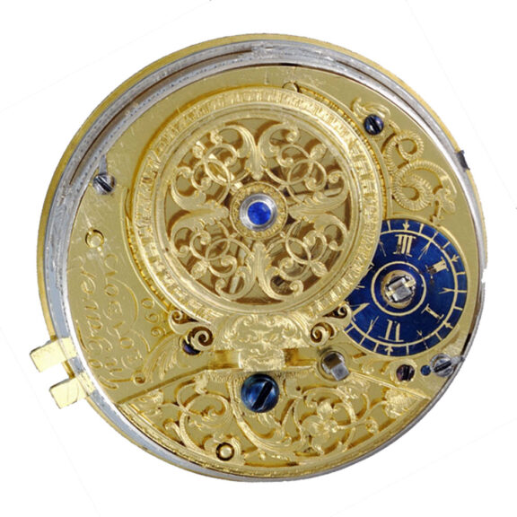 English gold verge pocket watch with glazed sides Circa 1725 English gold verge pocket watch with glazed sides Circa 1725