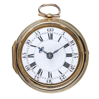 English verge pocket watch in gold pair cases circa 1727