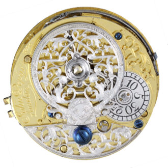 English verge pocket watch in gold pair cases circa 1727
