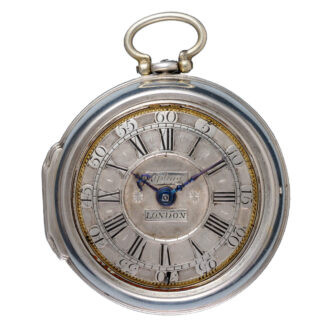 Early English silver champleve dial in silver pair cases Circa 1730