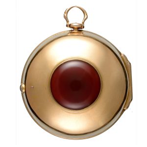 English gold verge by Windmills set with a cornelian Circa 1730