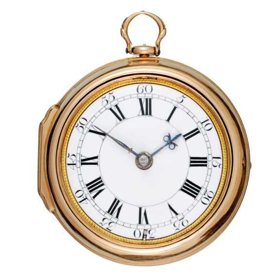 English gold verge by Windmills set with a cornelian Circa 1730 English gold verge by Windmills set with a cornelian Circa 1730