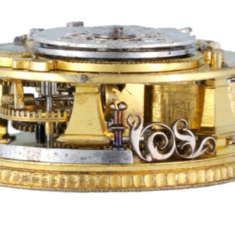 A small verge in a gold and enamel mounted agate case Circa 1740