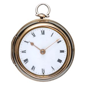 A English gold verge watch with decorative pillars Circa 1750