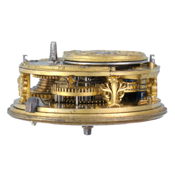 A English gold verge watch with decorative pillars Circa 1750 A English gold verge watch with decorative pillars Circa 1750