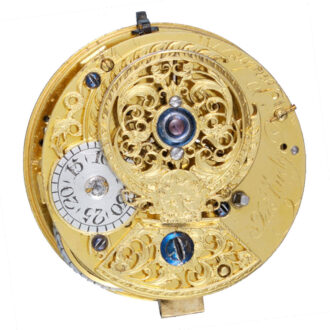 Gilt English cylinder pocket watch with subsidiary seconds Circa 1750
