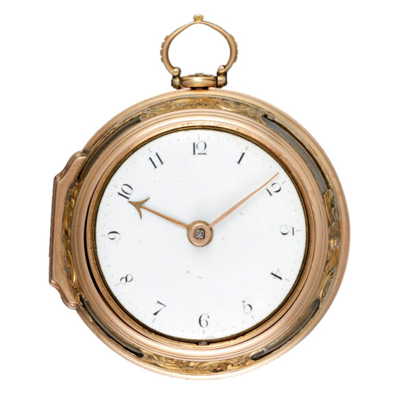 Agate and Gold English verge watch in pair cases Circa 1758 Agate and Gold English verge watch in pair cases Circa 1758