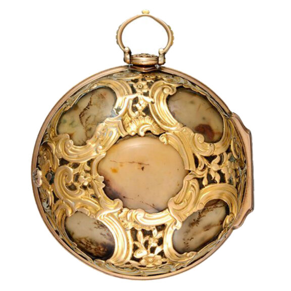 Agate and Gold English verge watch in pair cases Circa 1758
