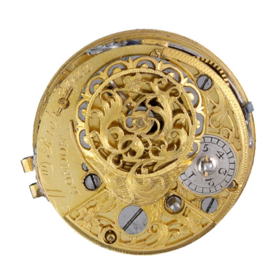 English verge pocket watch in gilt shagreen pair cases circa 1760 English verge pocket watch in gilt shagreen pair cases circa 1760