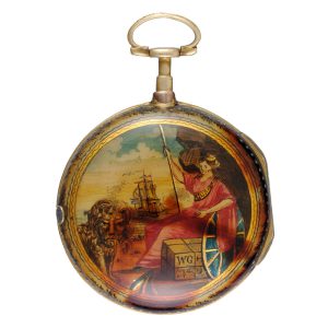 English verge watch in underpainted horn gilt pair cases circa 1760