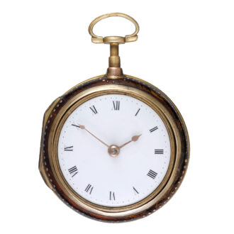 English verge watch in underpainted horn gilt pair cases circa 1760