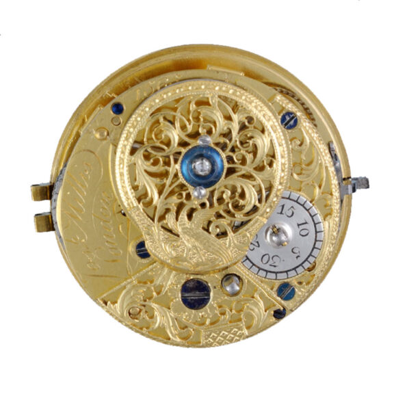 English verge watch in underpainted horn gilt pair cases circa 1760 English verge watch in underpainted horn gilt pair cases circa 1760