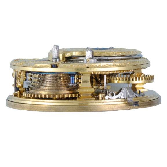 English verge watch in underpainted horn gilt pair cases circa 1760 English verge watch in underpainted horn gilt pair cases circa 1760