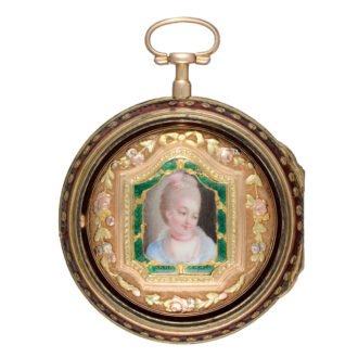 French verge in a three colour gold and enamel case Circa 1760