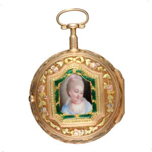 French verge in a three colour gold and enamel case Circa 1760