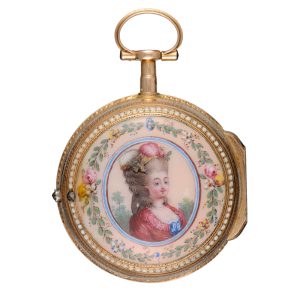 Swiss verge watch in gold and enamel pair cases Circa 1760