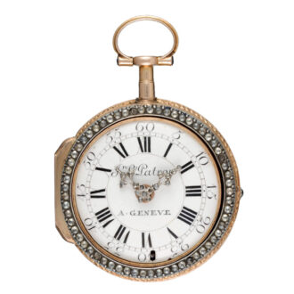 Swiss verge watch in gold and enamel pair cases Circa 1760 Swiss verge watch in gold and enamel pair cases Circa 1760