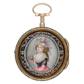 Swiss repeating verge in gold and enamel pair cases Circa 1760 Swiss repeating verge in gold and enamel pair cases Circa 1760