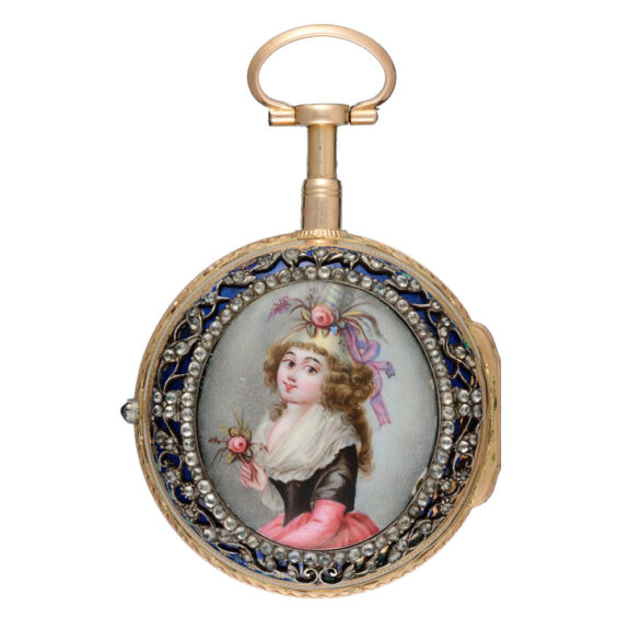 Swiss repeating verge in gold and enamel pair cases Circa 1760 Swiss repeating verge in gold and enamel pair cases Circa 1760