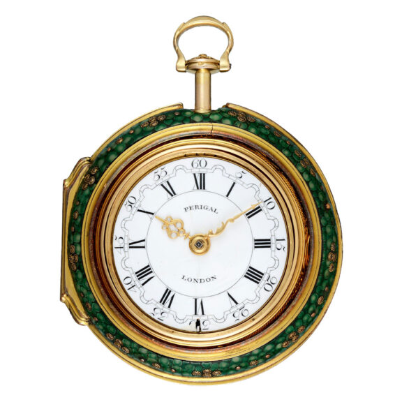 English quarter repeating verge in glazed outer case Circa 1760 English quarter repeating verge in glazed outer case Circa 1760