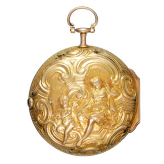 A Swiss verge pocket watch in gold repousse pair cases Circa 1760 A Swiss verge pocket watch in gold repousse pair cases Circa 1760