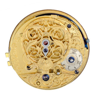A Swiss verge pocket watch in gold repousse pair cases Circa 1760 A Swiss verge pocket watch in gold repousse pair cases Circa 1760