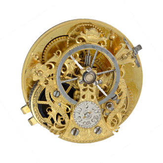 A skeletonised verge with polychrome enamel dial Circa 1760