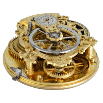 A skeletonised verge with polychrome enamel dial Circa 1760