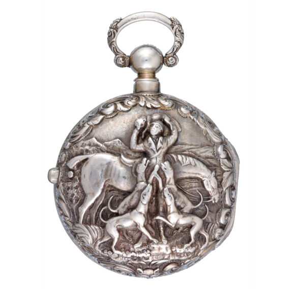 An English verge by Ellicott in repousse pair case circa 1765