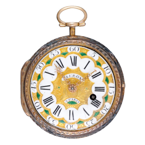 French verge with enamel dial in a two colour goldcase Circa 1770 French verge with enamel dial in a two colour goldcase Circa 1770