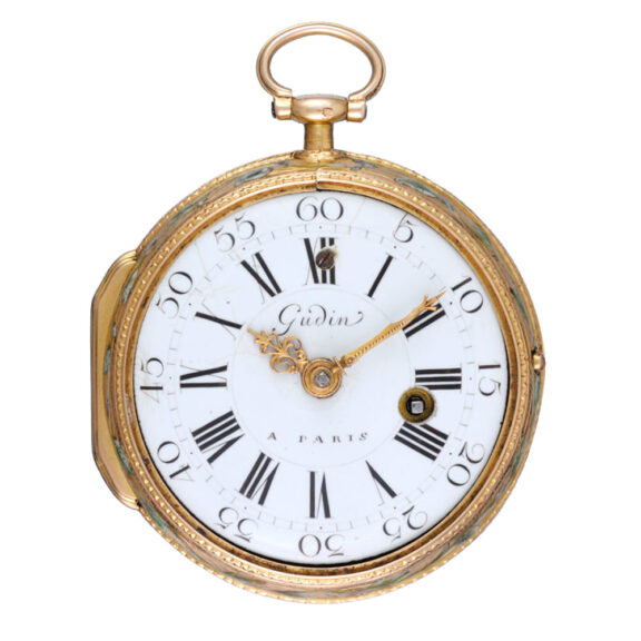 An French verge in an three colour gold and enamel case Circa 1770 An French verge in an three colour gold and enamel case Circa 1770