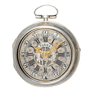 English champleve dial verge watch in silver repousse Circa 1772