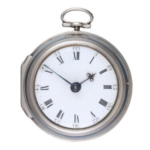 A English verge pocket watch in silver pair cases circa1774