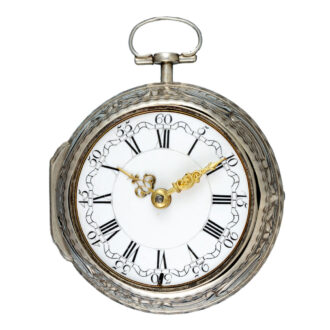 An verge pocket watch in repousse silver pair cases circa 1774