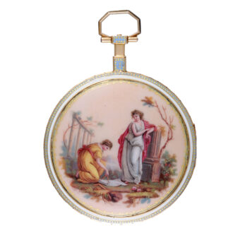 A French centre seconds cylinder in a gold and enamel Circa 1780