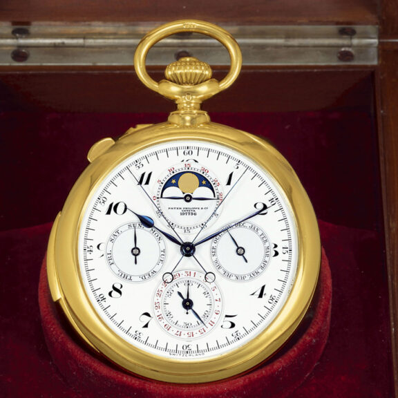 Swiss gold astronomic pocket watch with nine complications Circa 1927 Swiss gold astronomic pocket watch with nine complications Circa 1927