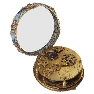 Rare French gold and enamel pocket watch Circa 1645-1648
