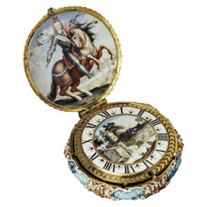 Rare French gold and enamel pocket watch Circa 1645-1648