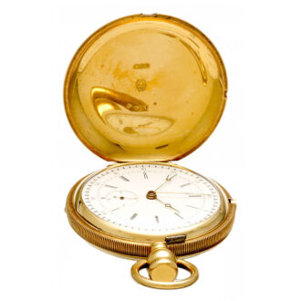 Swiss 18K gold hunting cased lever pocket watch Circa 1886