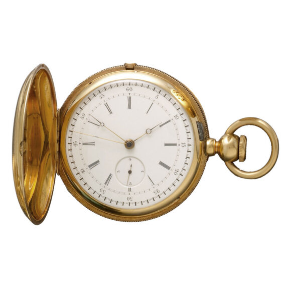 Swiss 18K gold hunting cased lever pocket watch Circa 1886
