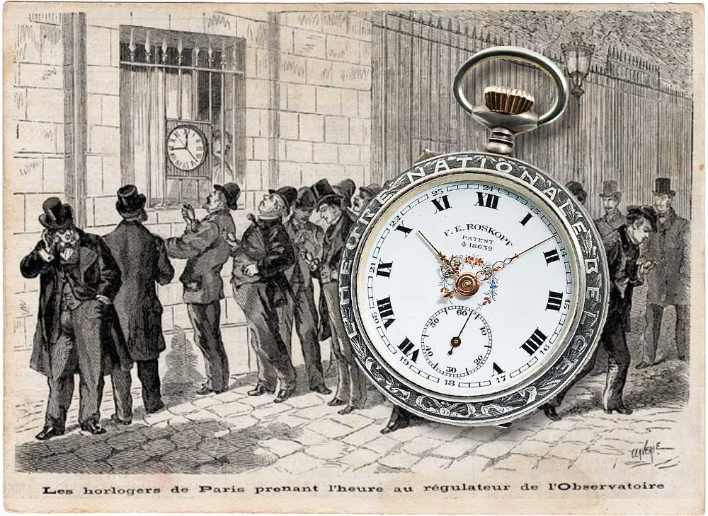 Silvered open faced pocket watch by Fritz Edouard Roskopf