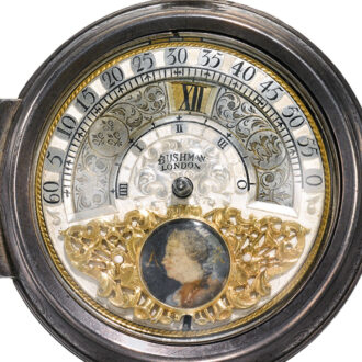 A rare silver pair cased wandering hour verge watch Circa 1710
