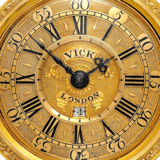 An English fine and rare gold repousse verge watch Circa 1738 An English fine and rare gold repousse verge watch Circa 1738