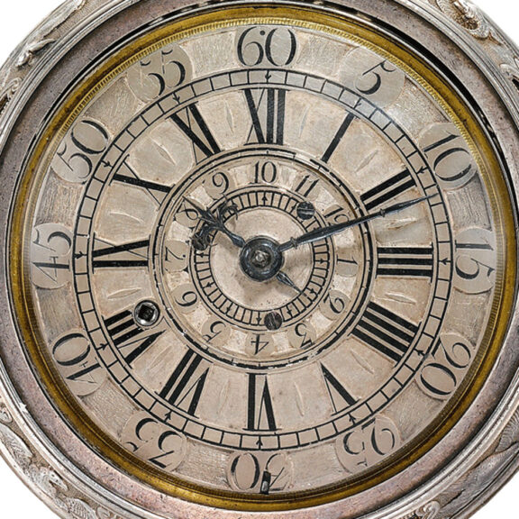 An English large quarter repeating alarm verge watch Circa 1735 An English large quarter repeating alarm verge watch Circa 1735