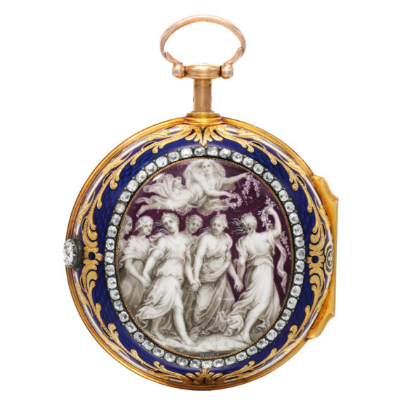 An English enamel half quarter repeating watch Circa 1770 An English enamel half quarter repeating watch Circa 1770
