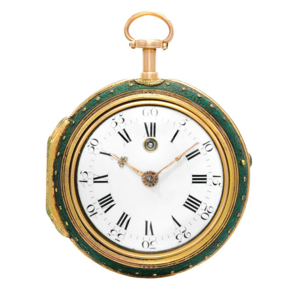 English gold and enamel quarter repeating cylinder Circa 1770
