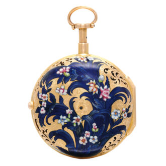 English gold and enamel quarter repeating cylinder Circa 1770